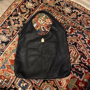 ANTHROPOLOGIE Black Leather Hobo Bag